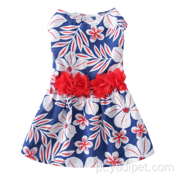 Dog Dresses Pet floral com flores vestido elegante